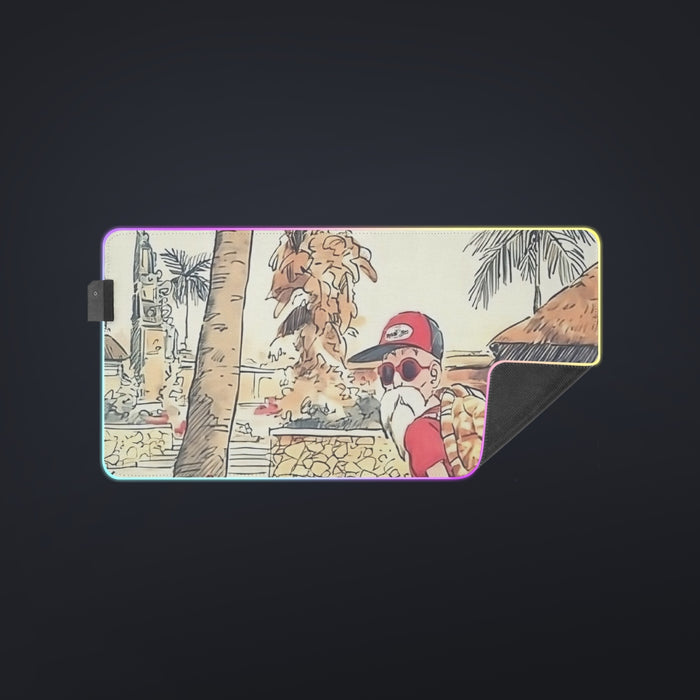 Palm Tree Cute Kid Goku Master Roshi Vintage Beige cool LED Mouse Pad