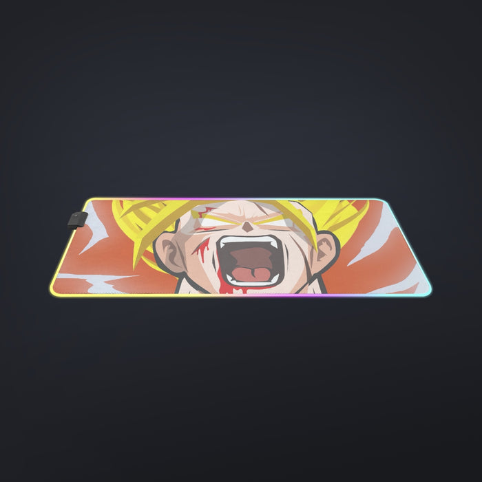 Dragon Ball Goku Super Saiyan Angry Scream Hand Drawing Design cool LED Mouse Pad