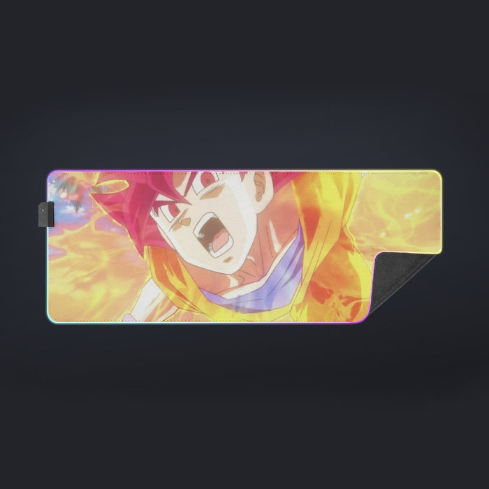 Dragon Ball Goku Super Saiyan Red God Face Portrait Print cool LED Mouse Pad