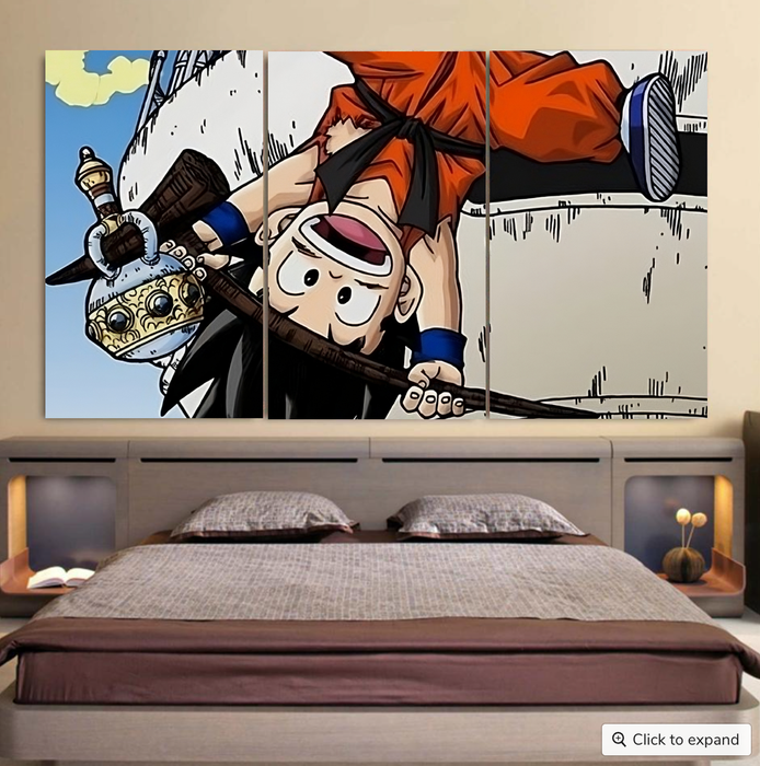 The Naughty Kid Goku and Korin Wise Cat Dragonball Cool 3pc Canvas