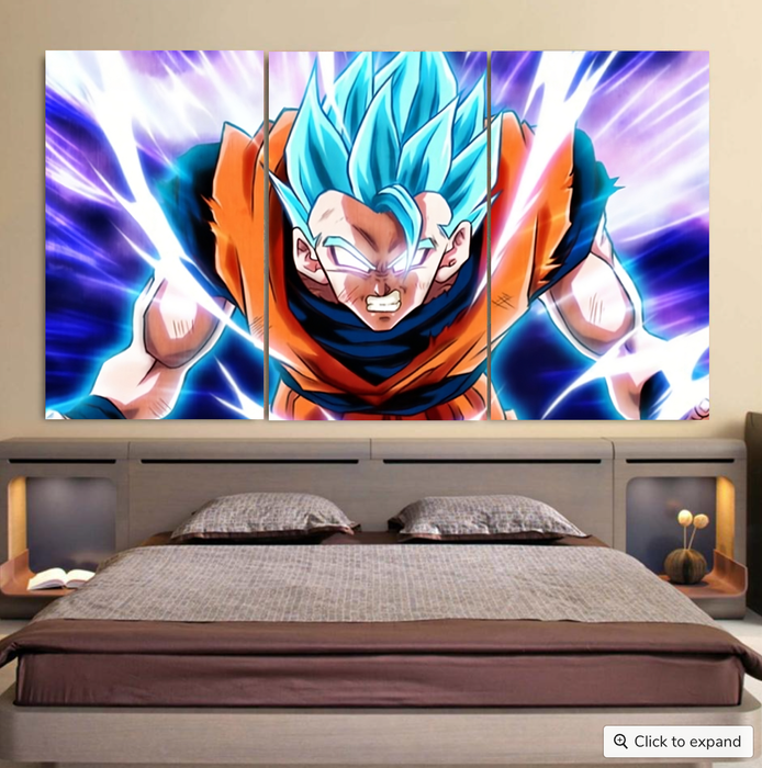 Dragon Ball Goku Blue Super Saiyan Epic Rage Casual Cool 3pc Canvas