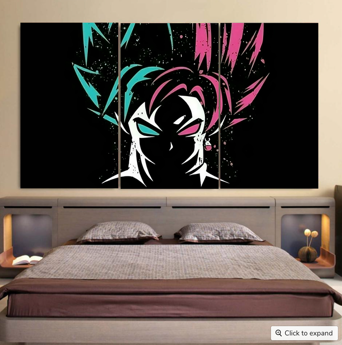 DBZ Goku Super Saiyan God Blue Rose SSGSS Dope Design Cool 3pc Canvas