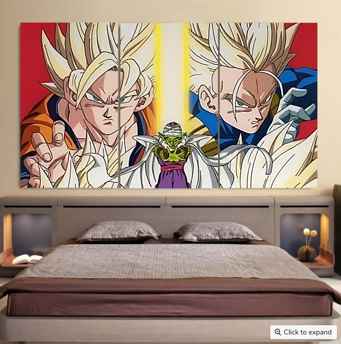 Dragon Ball Goku Vegeta Saiyan Piccolo Namekian Vibrant Design Cool 3pc Canvas