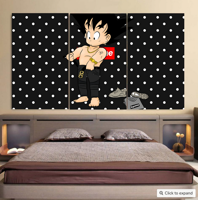 Dragon Ball Supreme Goku Kid Gangster Style Cool Cool 3pc Canvas