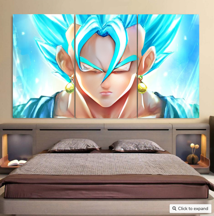 DBZ Goku God Saiyan Blue SSGSS Potara Fusion Design Trendy Cool 3pc Canvas