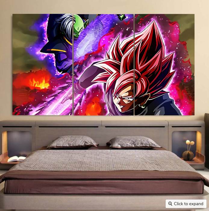 DBZ Goku Black Zamasu Super Saiyan Rose Dope Vibe Cool 3pc Canvas