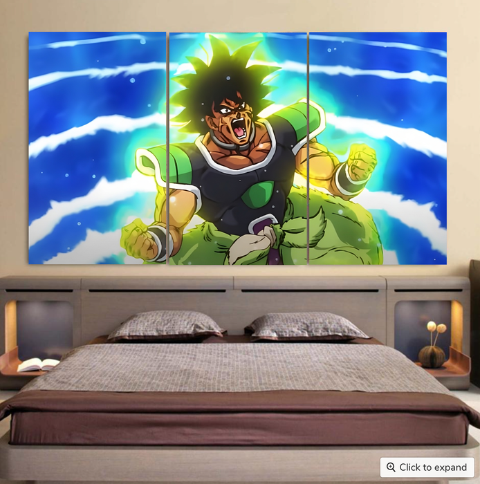 Dragon Ball Z Broly Wearing His Control Mechanism Cool 3pc Canvas