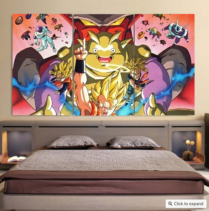 DBZ Goku Vegeta Fusion Saiyan Gogeta Colorful Design Streetwear Cool 3pc Canvas