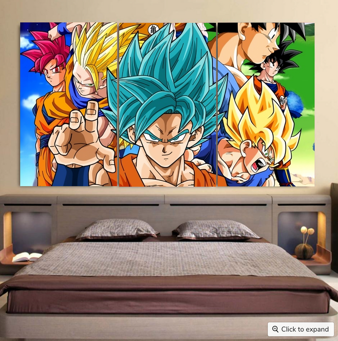 DBZ Goku Saiyan God Blue SSGSS Whis Symbol Cool Design Cool 3pc Canvas