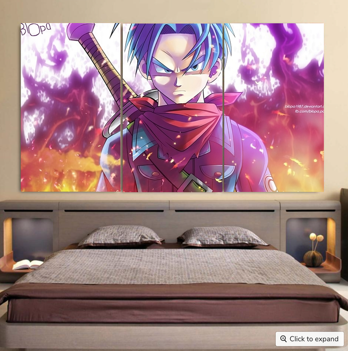 Future Trunks DBS Powerful Fighter Super Saiyan Cool Trendy Cool 3pc Canvas