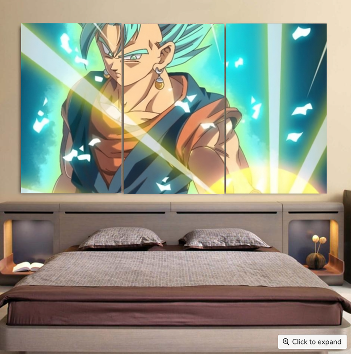 Dragon Ball Vegito Blue Super Saiyan Big Bang Flash Cool 3pc Canvas