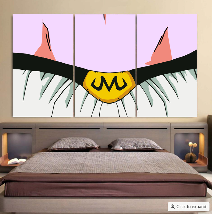 DBZ Good Fat Majin Buu Cosplay Pink 3D Cool 3pc Canvas