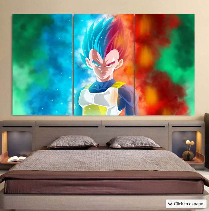 DBZ Vegeta Super Saiyan God Blue SSGSS Cool Portraits Cool 3pc Canvas