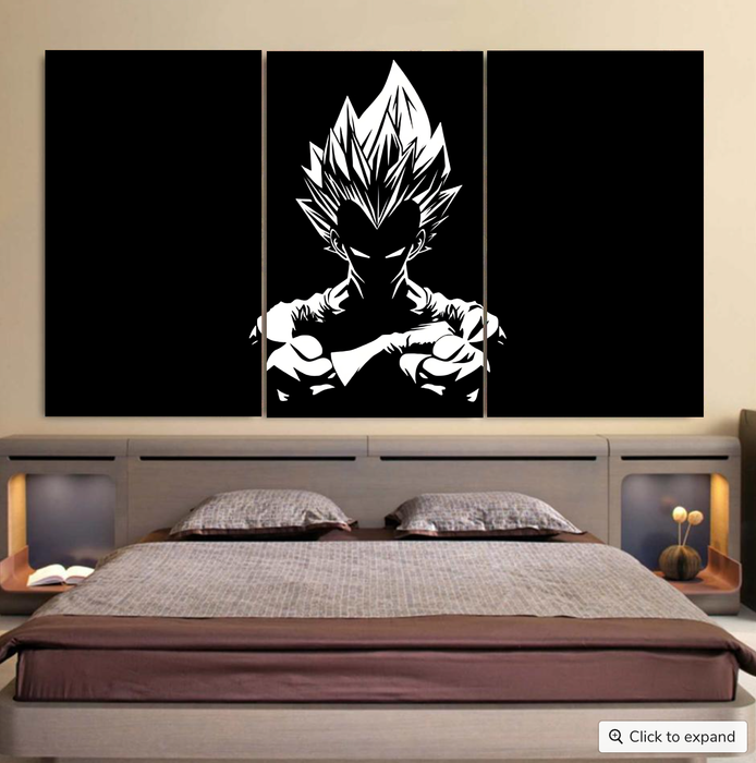 Dragon Ball Z Bad-Ass King Vegeta Graphic Cool 3pc Canvas