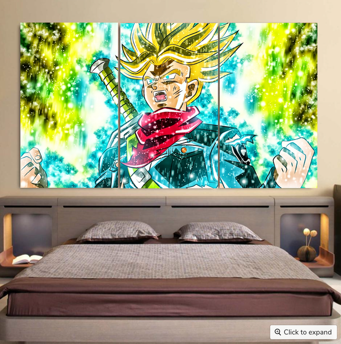 DBZ Trunks Super Saiyan Powerful Battle Ultimate Transformation Design Cool 3pc Canvas