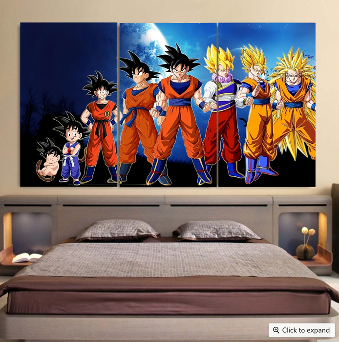 Dragon Ball Z Cool Goku Super Saiyan Transformation Cool 3pc Canvas