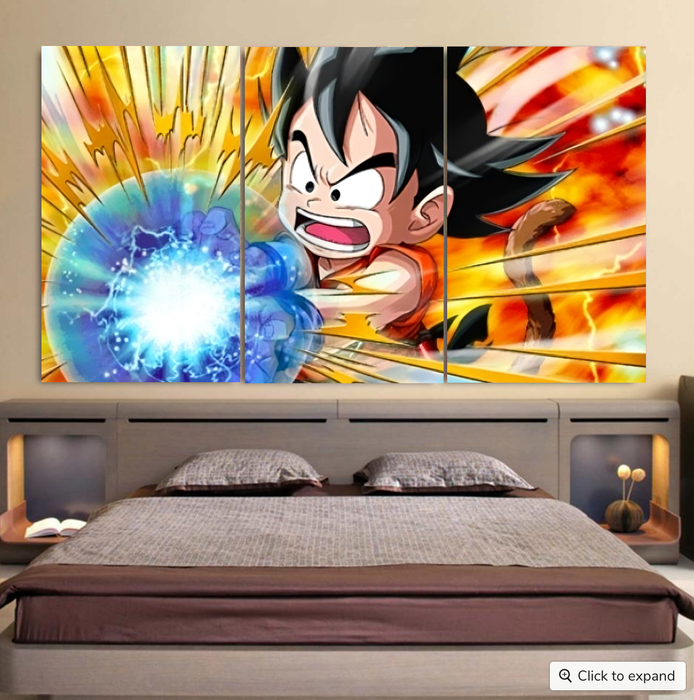 Dragon Ball Energy Kid Goku Blue Kamehameha Cool 3pc Canvas