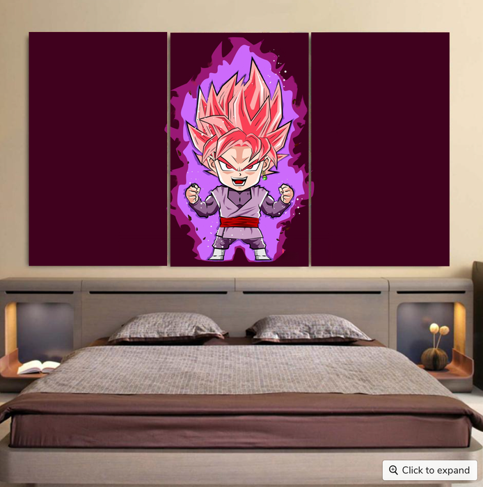 DBZ Goku Black Zamasu Rose Super Saiyan Cute Chibi Design Cool 3pc Canvas