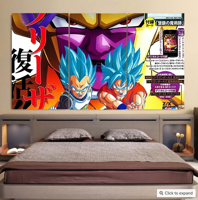 Golden Frieza Super Saiyan God Goku Vegeta Blue Hair 3D Cool 3pc Canvas