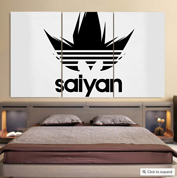 Dragon Ball Z Black Saiyan Adidas Parody Print Gray Cool 3pc Canvas