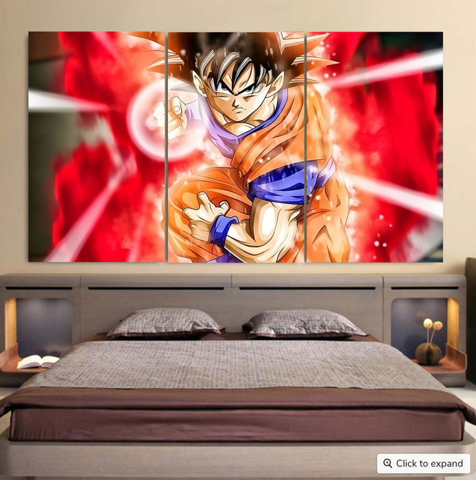 Dragon Ball Super Goku Red Kaioken Energy Epic Punch Cool 3pc Canvas
