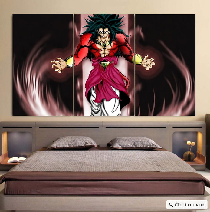 Dragon Ball Z Legendary Super Saiyan Broly 4 Dope Aura Cool 3pc Canvas