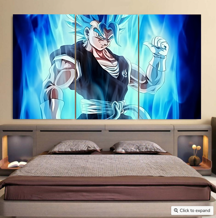 Dragon Ball Z Super Saiyan Vegito Blue Charge Aura Cool 3pc Canvas