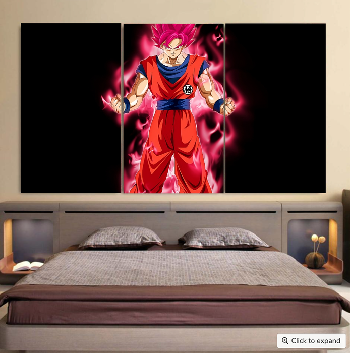 Dragon Ball Super Son Goku Red Kaioken Ultra Instinct Cool 3pc Canvas