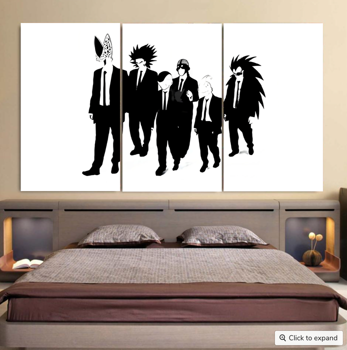 Dragon Ball Characters With Reservoir Dogs Movie Pose Cool 3pc Canvas