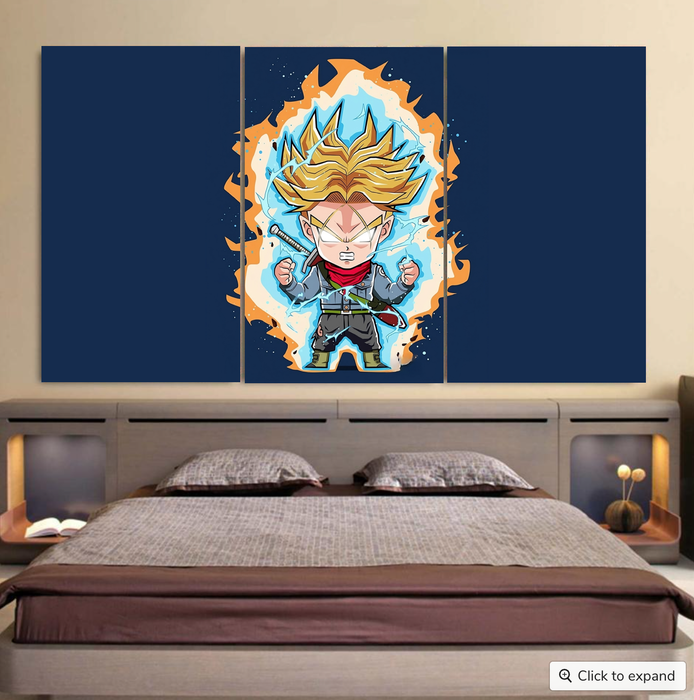 Dragon Ball Future Trunks Saga Super Saiyan Chibi Design Cool 3pc Canvas