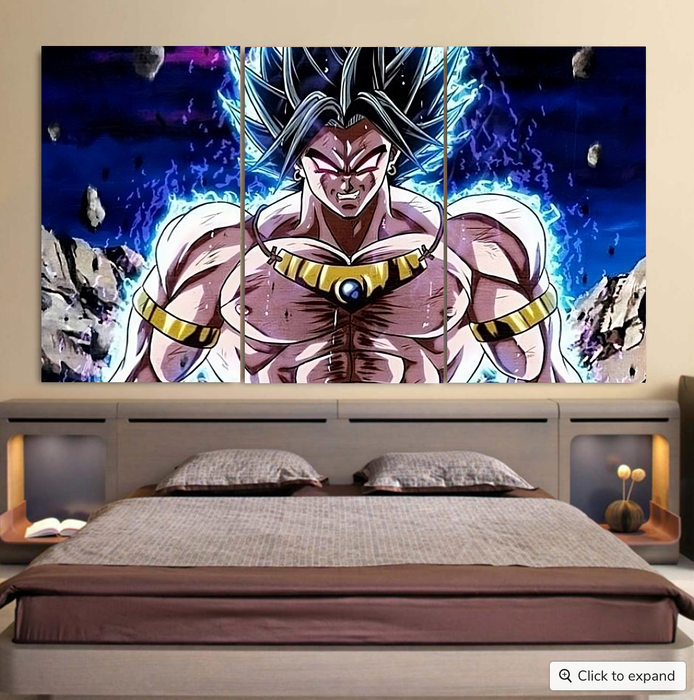 DBZ Legendary Super Saiyan Broly With Black Hair Cool 3pc Canvas