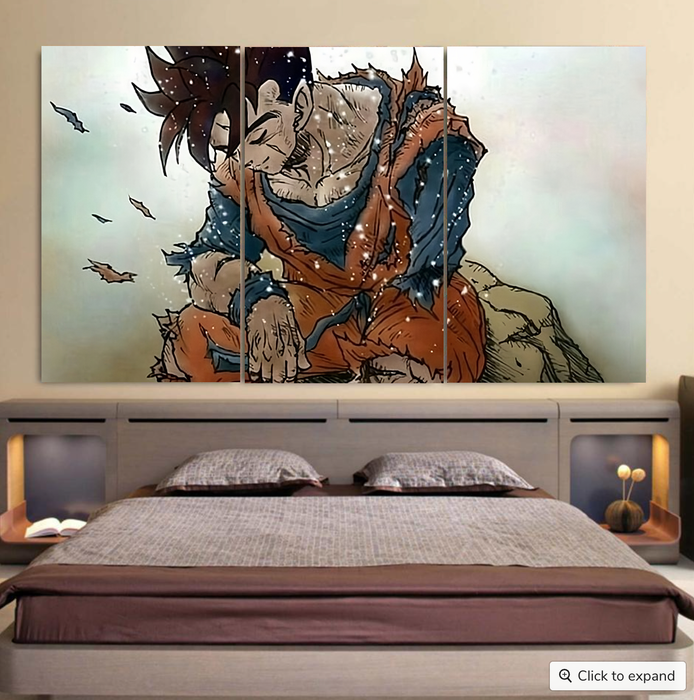 Dragon Ball Gohan Exhausted Sad Simple Design Vintage Streetwear Cool 3pc Canvas