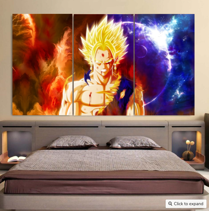 Dragon Ball Z Vegito Super Saiyan Angry Bruised Dope Cool 3pc Canvas