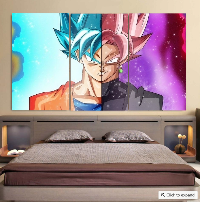 DBZ Goku SSGSS Black Rose Super Saiyan Portraits Dope Cool 3pc Canvas