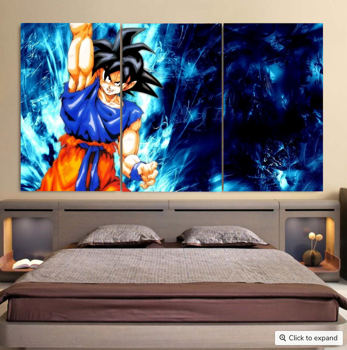 Dragon Ball Z Son Goku Cool Blue Aura Energy Ball Cool 3pc Canvas