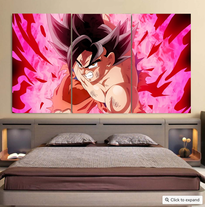 Dragon Ball Super Bruised Goku Red Kaioken Streetwear Cool 3pc Canvas