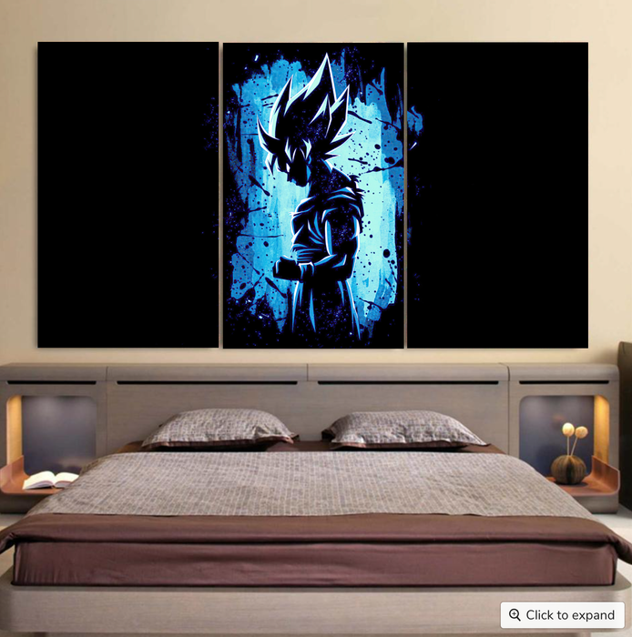 Awesome Goku Blue Design Dragon Ball Z Cool 3pc Canvas