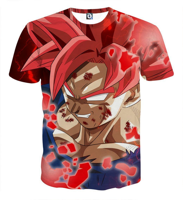 DBZ Son Goku Super Saiyan Red Hair God Dope Style T-shirt