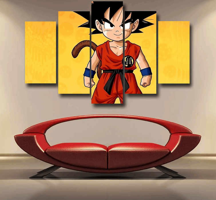 Cute Young Kid Goku Yellow Dragon Ball 3D Epic 5pc Canvas