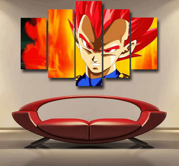 DBZ Vegeta Super Saiyan God Whis Symbol Fire Aura Streetstyle Epic 5pc Canvas