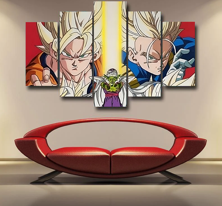 Dragon Ball Goku Vegeta Saiyan Piccolo Namekian Vibrant Design Epic 5pc Canvas