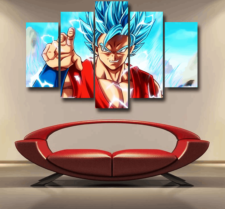 Dragon Ball Super Goku Blue Lightning SSGSS Design Epic 5pc Canvas