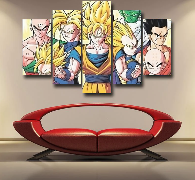 Dragon Ball Goku Vegeta Saiyan Piccolo Namekian Vibrant Design Epic 5pc Canvas