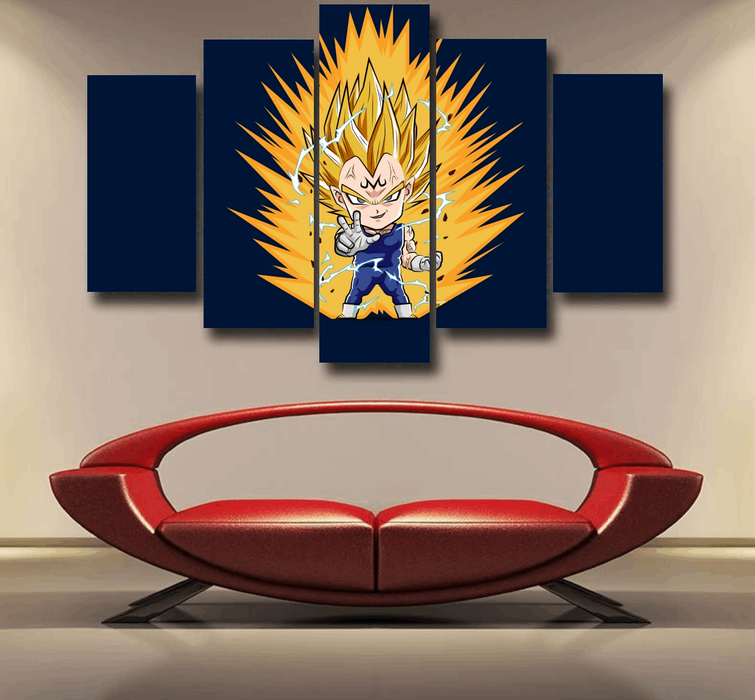 DBZ Majin Vegeta Super Saiyan Prince Power Aura Chibi Sketch Epic 5pc Canvas