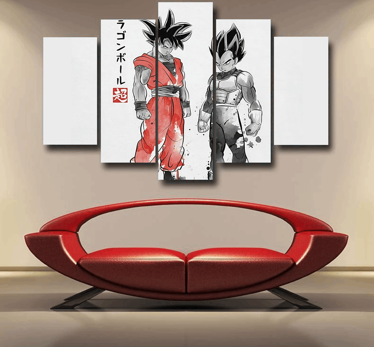 Watercolor Goku And Vegeta Posing Dragon Ball Z Epic 5pc Canvas