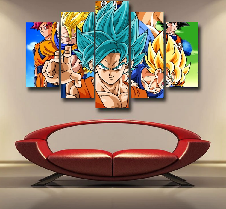 DBZ Goku Saiyan God Blue SSGSS Whis Symbol Cool Design Epic 5pc Canvas