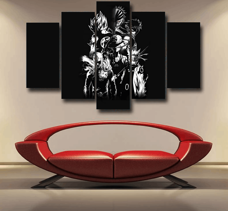 DBZ Goku Naruto Saitama Luffy Natsu Ichigo Dope Anime Epic 5pc Canvas