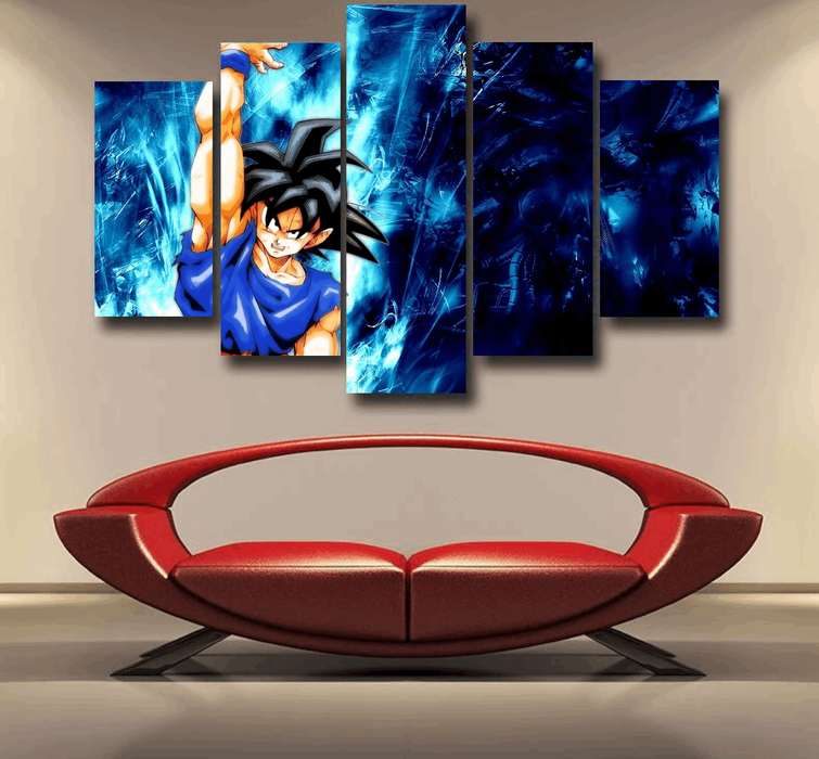 Dragon Ball Z Son Goku Cool Blue Aura Energy Ball Epic 5pc Canvas