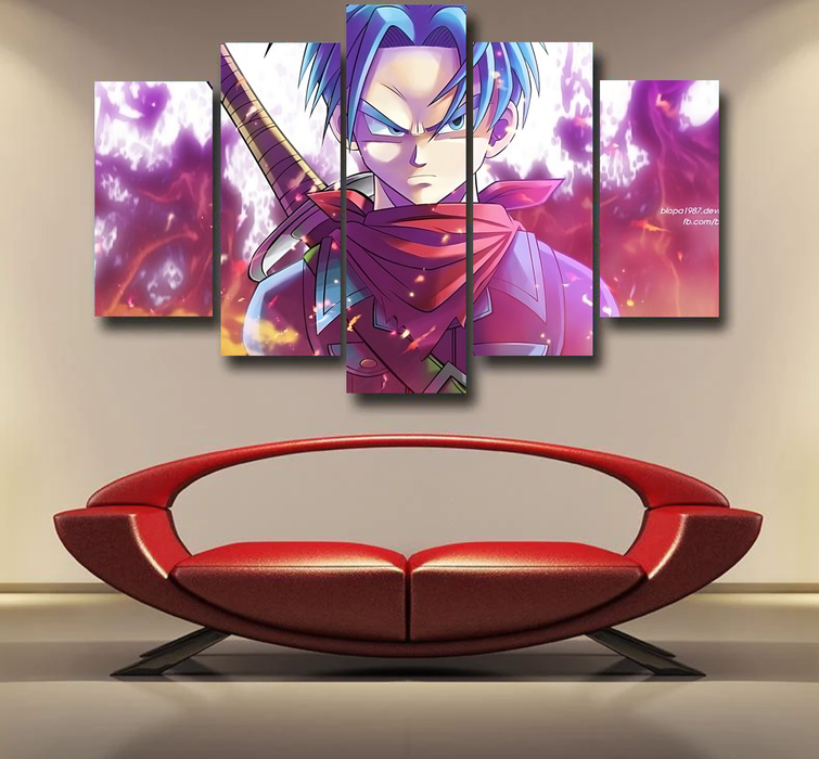 Future Trunks DBS Powerful Fighter Super Saiyan Cool Trendy Epic 5pc Canvas