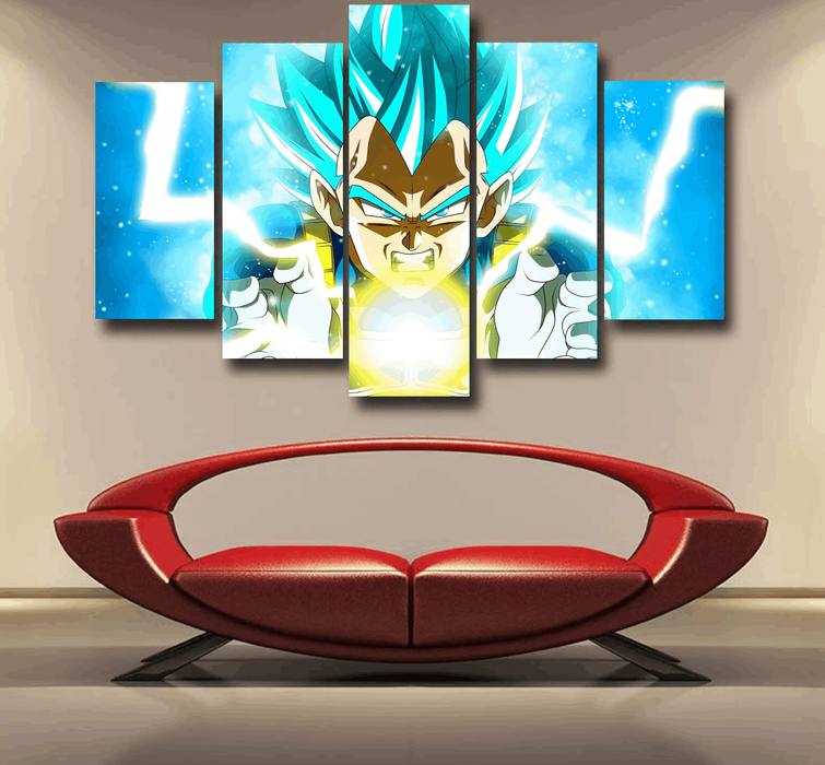 Dragon Ball Blue Vegeta Super Saiyan God Kamehameha Epic 5pc Canvas